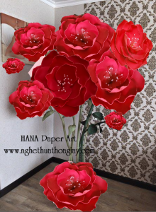 Cụm hoa đào đỏ mút khổng lồ